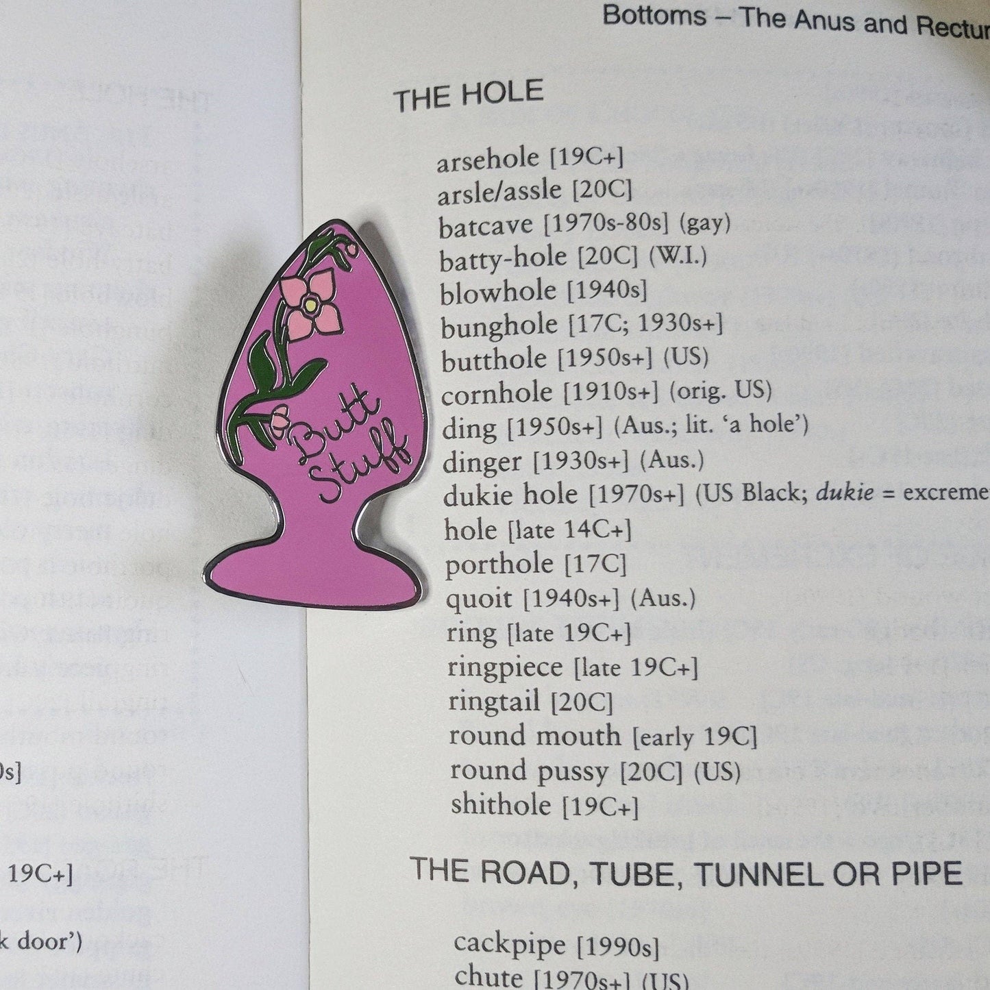 Butt Stuff - purple butt plug, erotic, kinky hard enamel pin