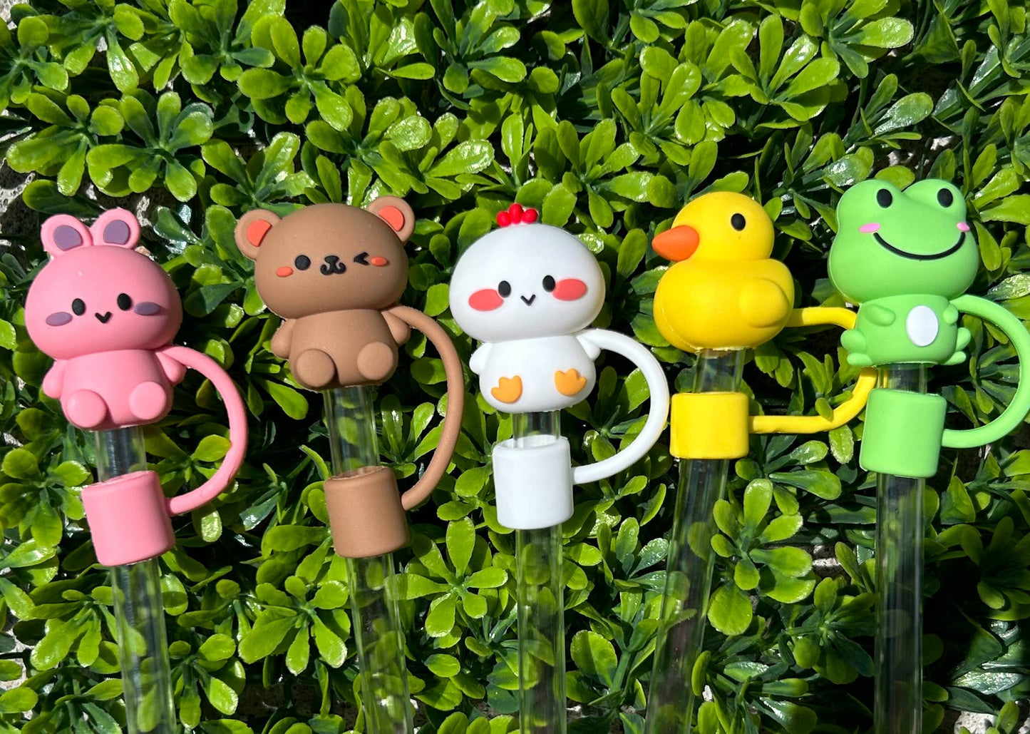 Cute Animal Straw Toppers Set of 5