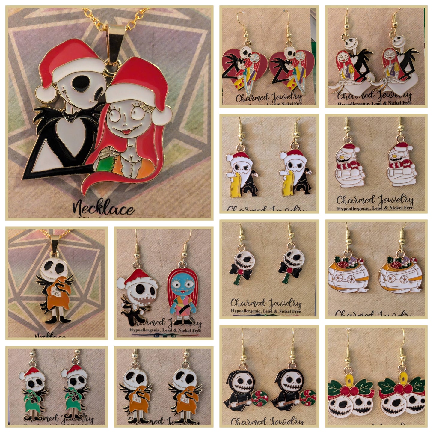 Nightmare Christmas Earrings, Necklaces & Zipper Pulls