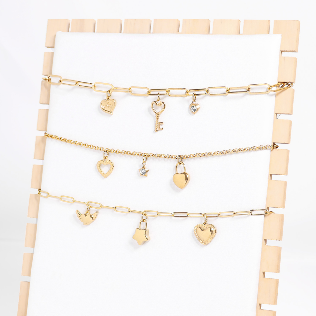 Stainless Steel Heart Padlock Charm