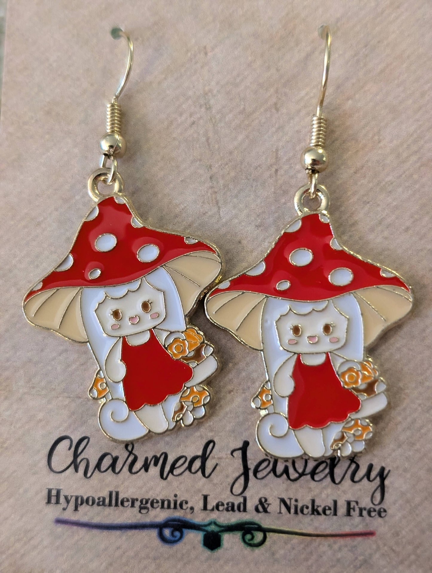 Mushroom & Toadstool Earrings, Necklaces & Zipper Pulls