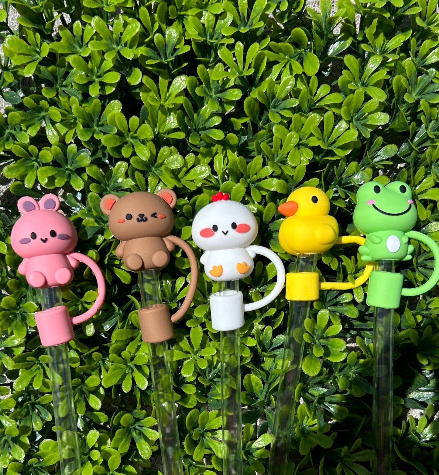 Cute Animal Straw Toppers Set of 5