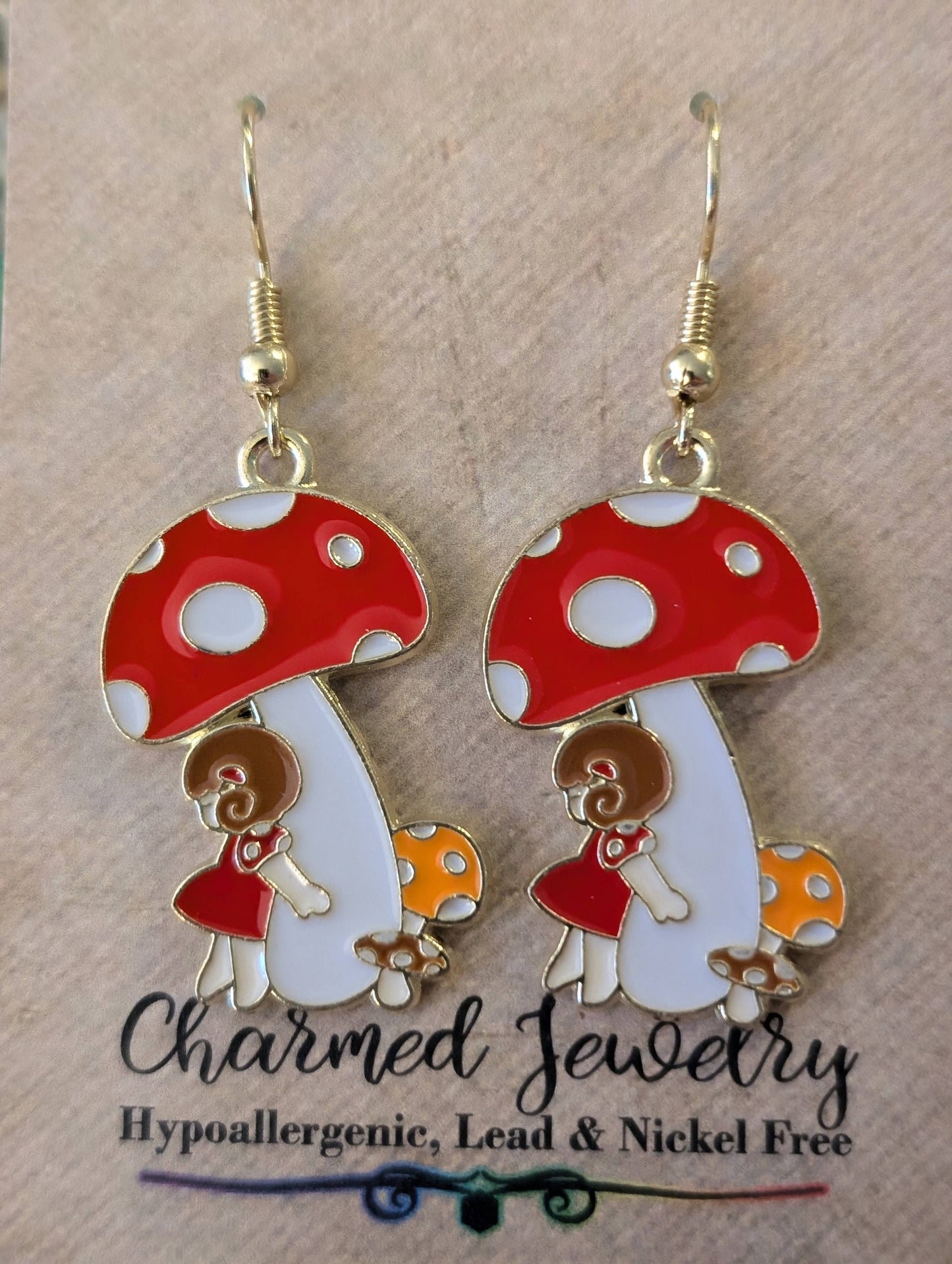 Mushroom & Toadstool Earrings, Necklaces & Zipper Pulls