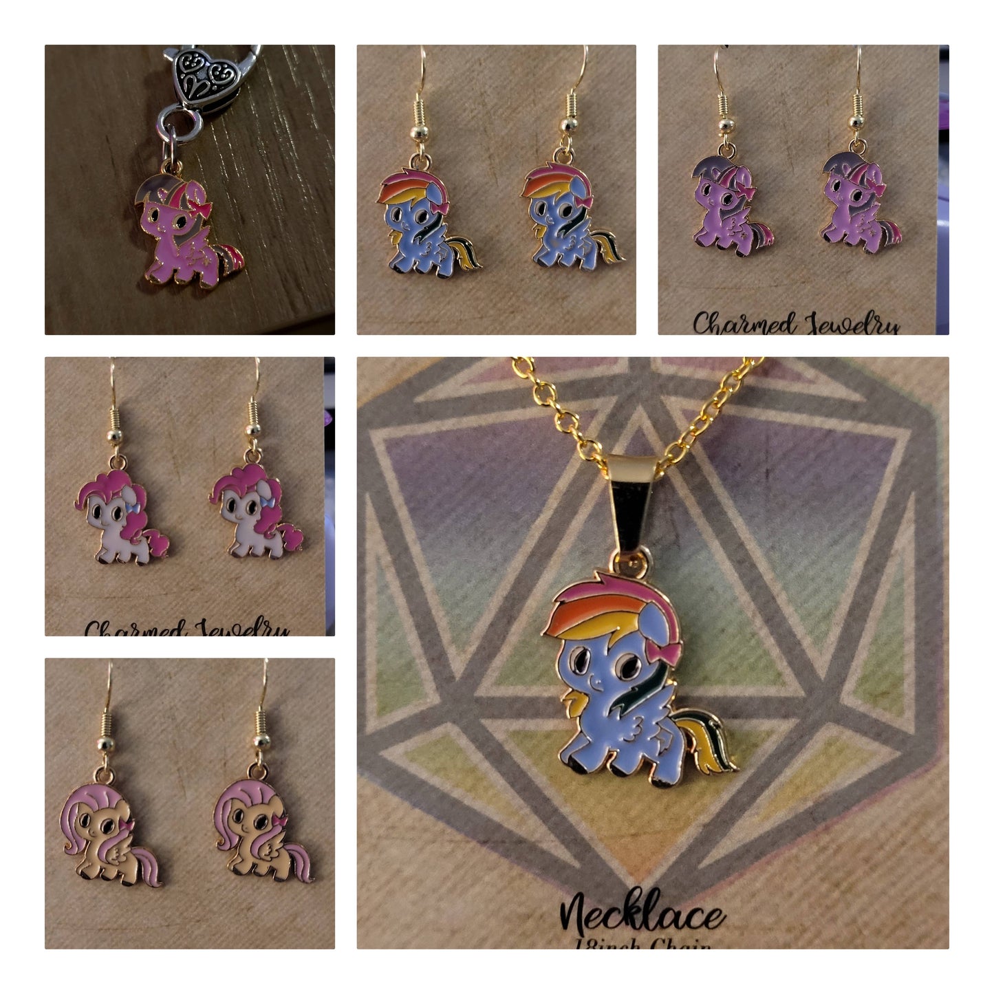 My little pony inspired Earrings, Necklaces, & Zipper Pulls
