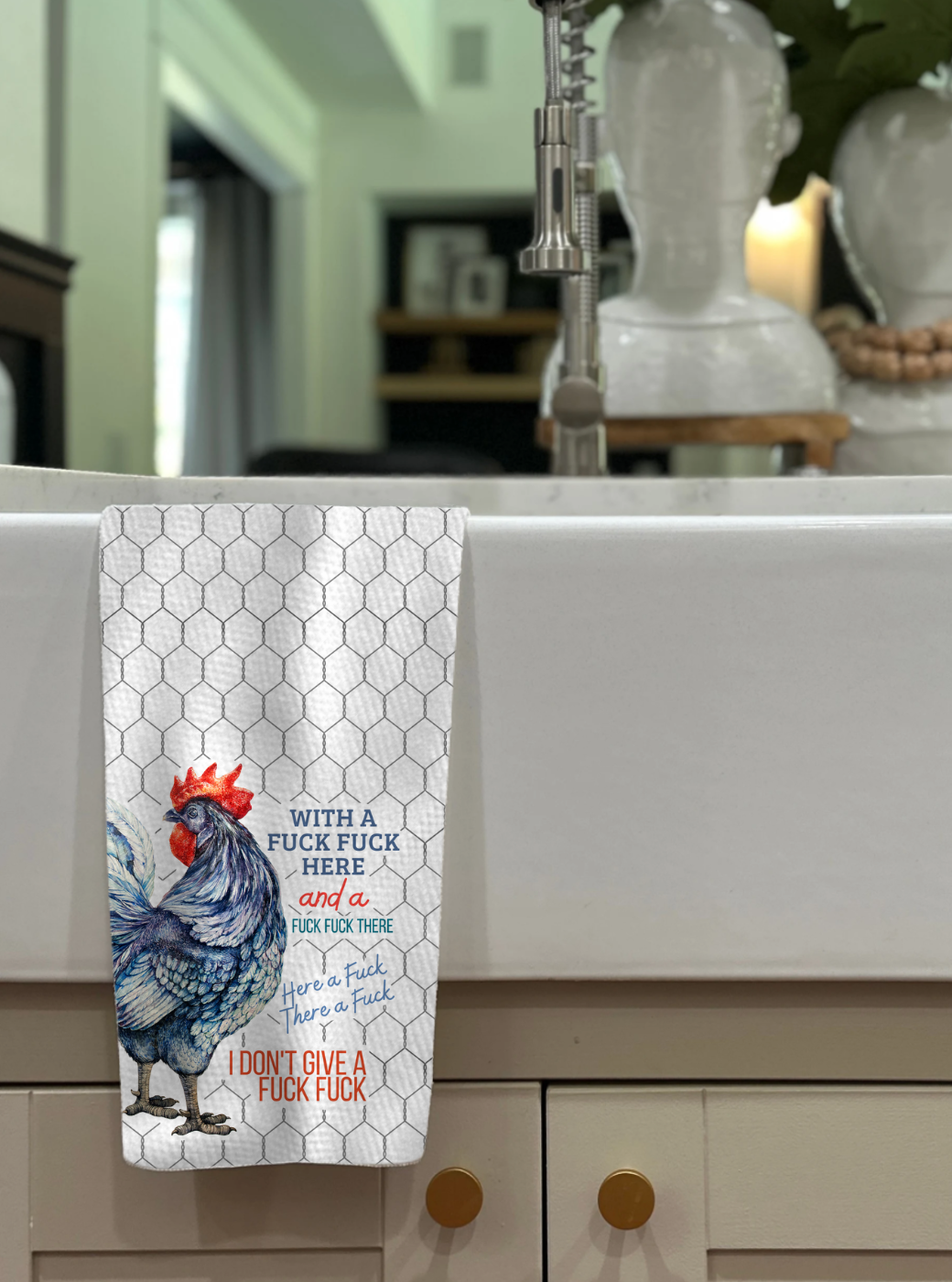 With A Fuck Fuck Here | Best Selling Kitchen Tea Towel