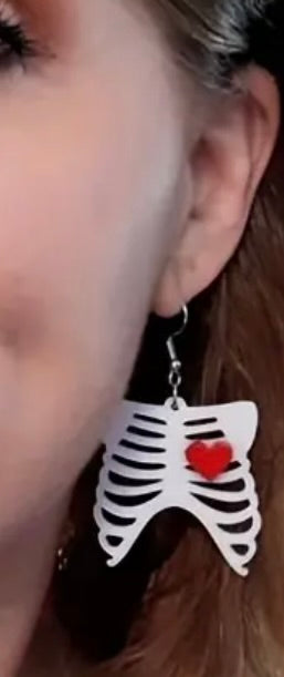 Ribcage with Heart Earrings