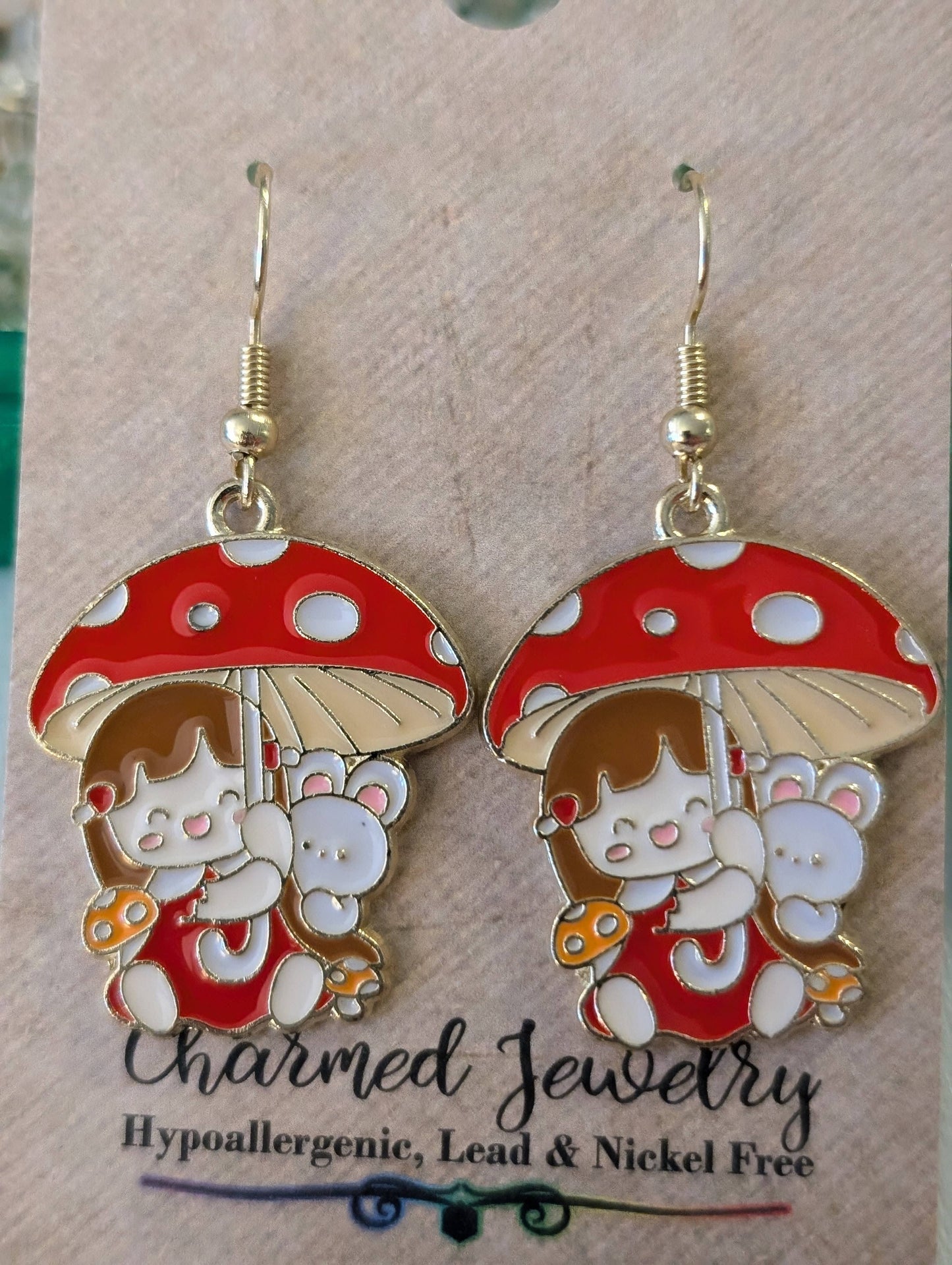 Mushroom & Toadstool Earrings, Necklaces & Zipper Pulls