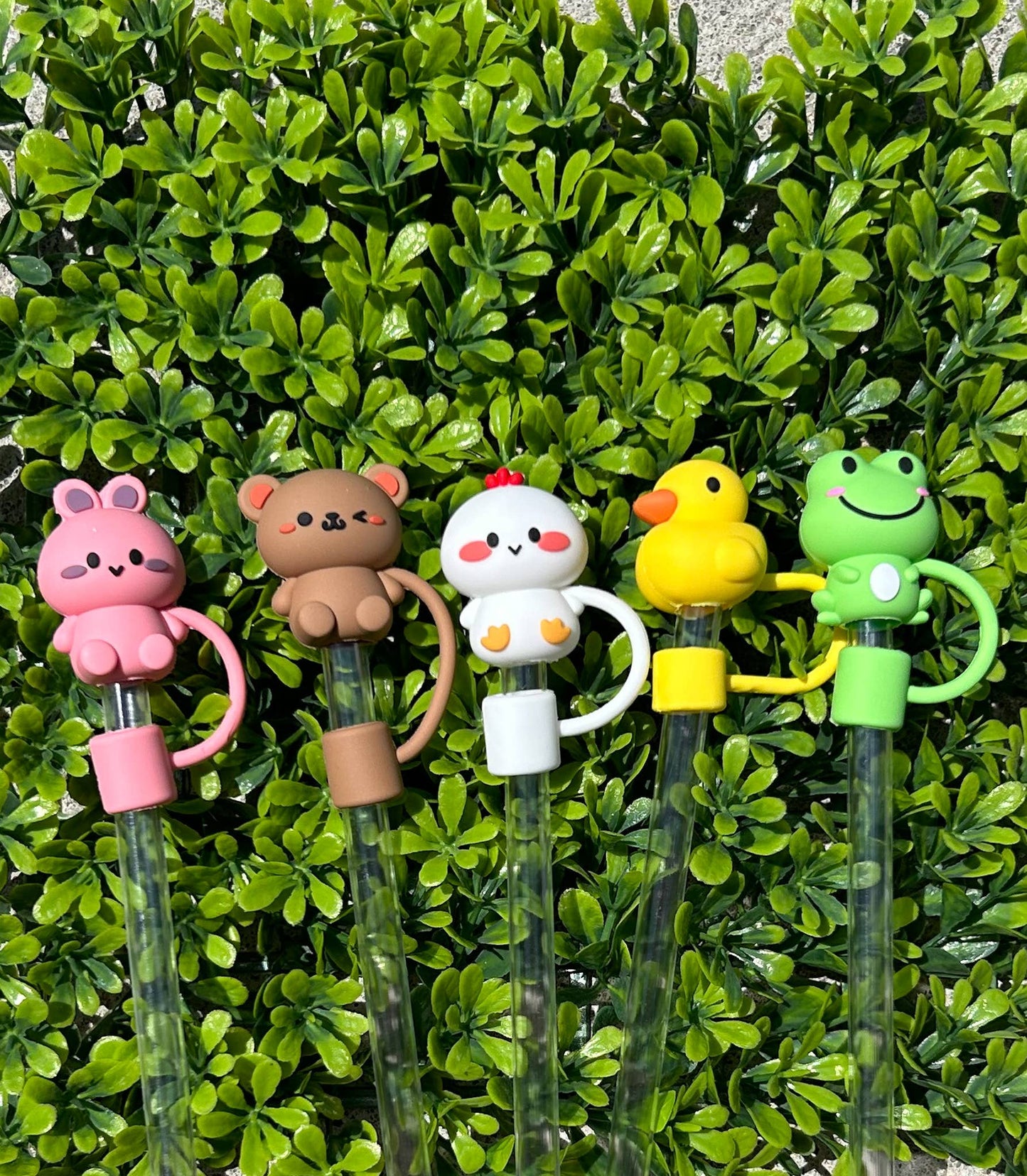 Cute Animal Straw Toppers Set of 5