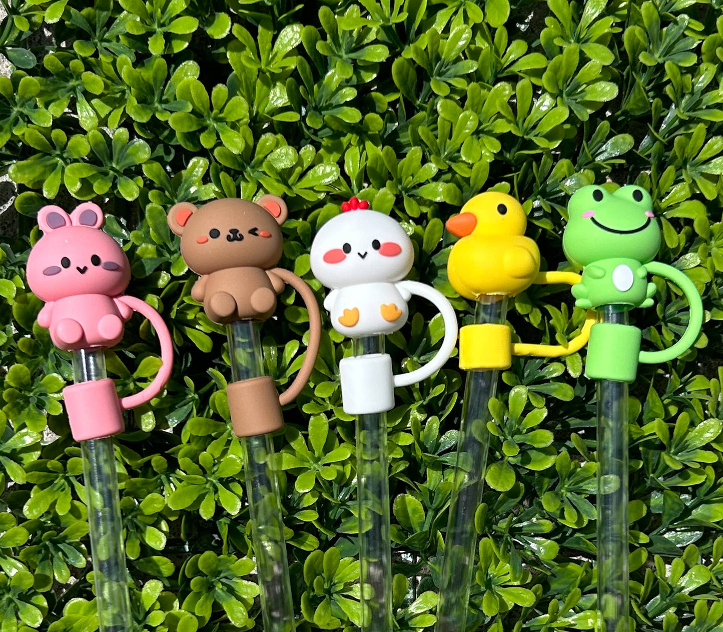 Cute Animal Straw Toppers Set of 5