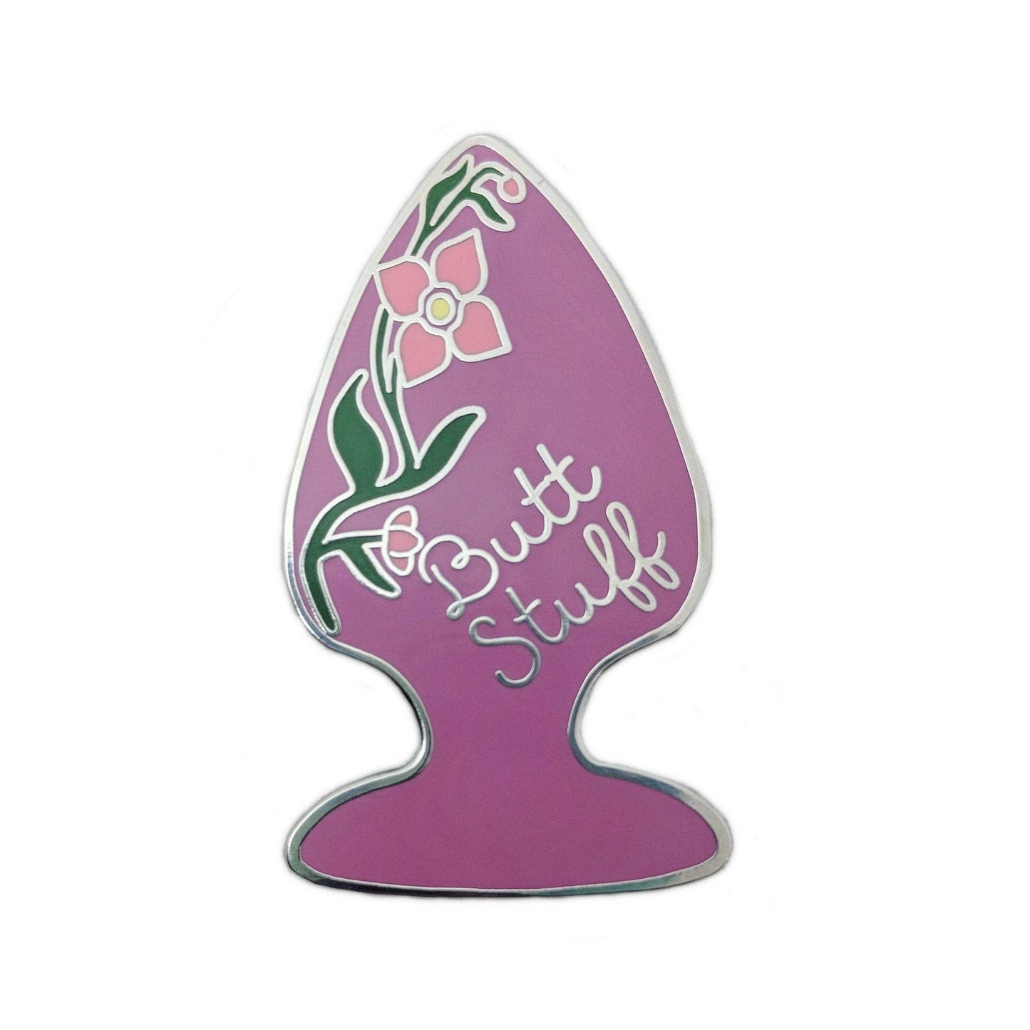 Butt Stuff - purple butt plug, erotic, kinky hard enamel pin