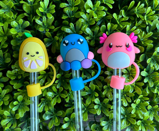 Cute Stuffed Animal Straw Toppers Set of 6