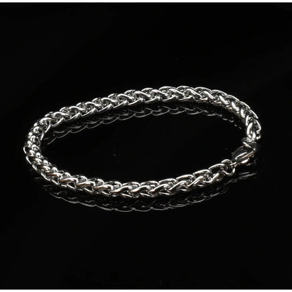 Men's 9mm Stainless Steel Wheat Chain Bracelet