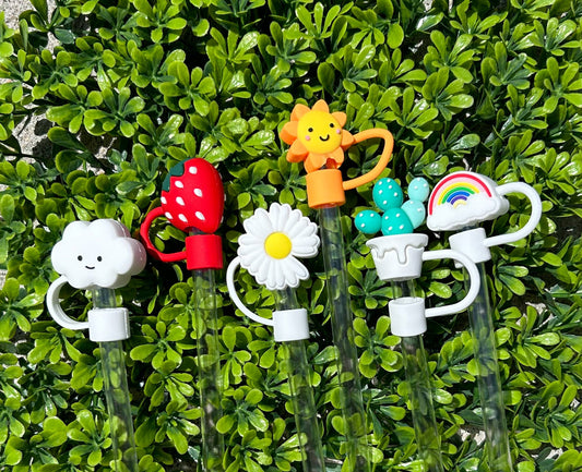 Summertime Sunshiney Days Straw Toppers Set of 6