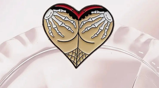 Heart shaped Pin - Skeleton hands on butt