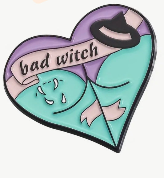 Heart shaped Pin - Bad Witch