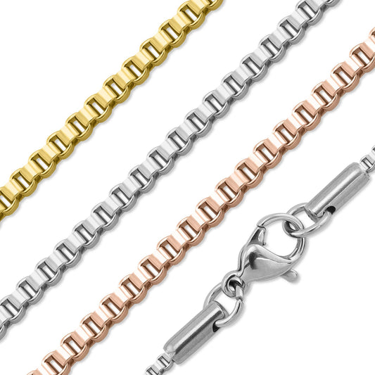 Stainless Steel PVD Coated 1.5mm Box Chain Necklace