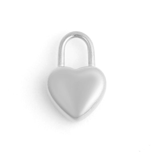 Stainless Steel Heart Padlock Charm